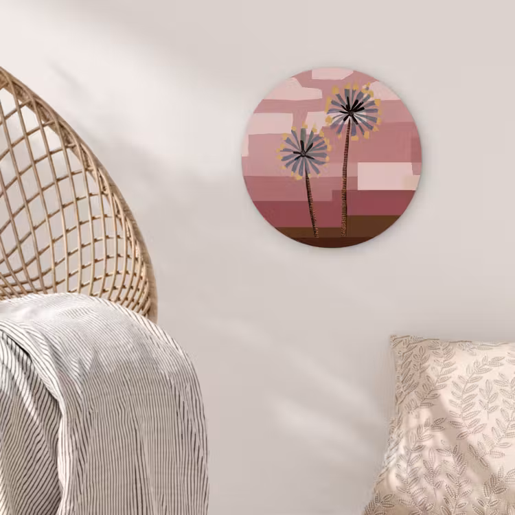 Illustratie - Bloemen - Vlakken - Abstract Wandcirkel kunststof plaat 5mm dik klein -sfeer5