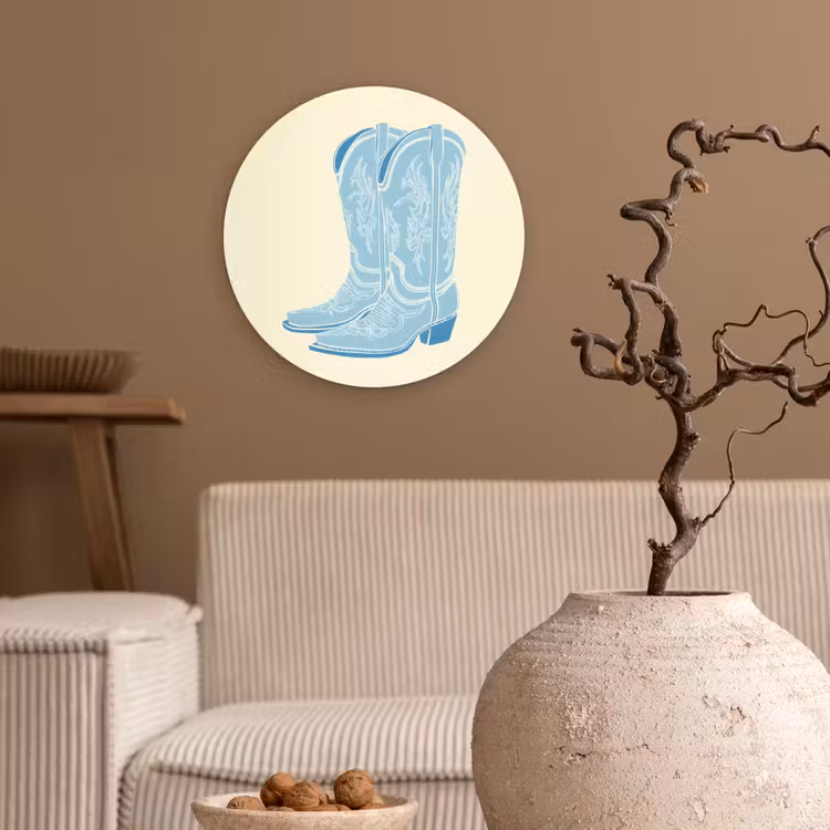 Illustratie - Cowboylaarzen - Patroon Wandcirkel kunststof plaat 5mm dik klein -sfeer1