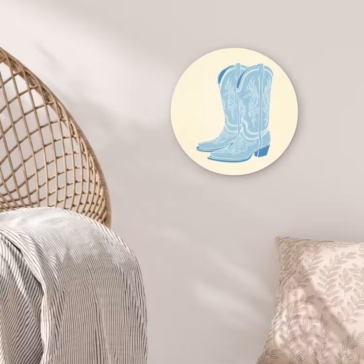 Illustratie - Cowboylaarzen - Patroon Wandcirkel kunststof plaat 5mm dik klein -sfeer5