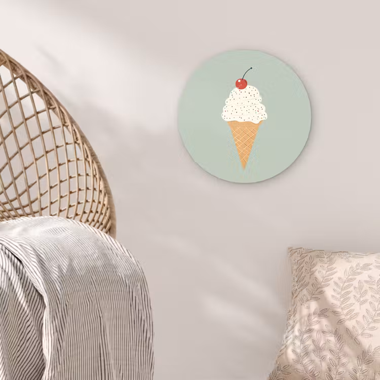 Illustratie - Ijsje - Spikkels - Kers Wandcirkel kunststof plaat 5mm dik klein -sfeer5