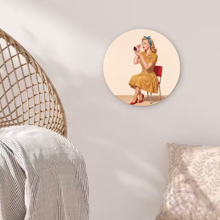 Illustratie - Mascara - Vrouw - Geel Wandcirkel kunststof plaat 5mm dik klein -sfeer5