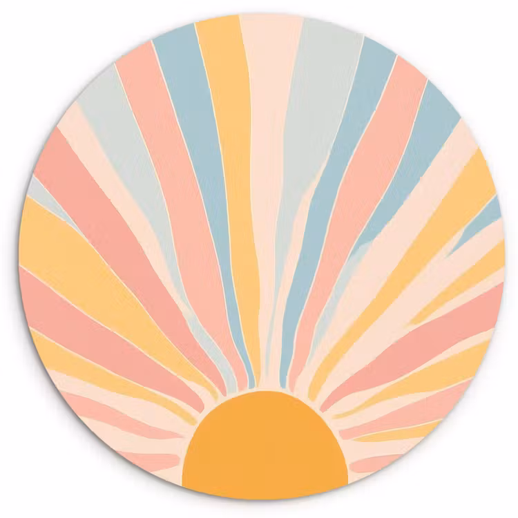 Illustratie - Zon - Pastelkleuren Wandcirkel kunststof plaat 5mm dik klein -3d
