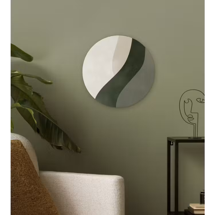 Japandi - Groen - Abstract - Modern Wandcirkel kunststof plaat 5mm dik klein -sfeer3