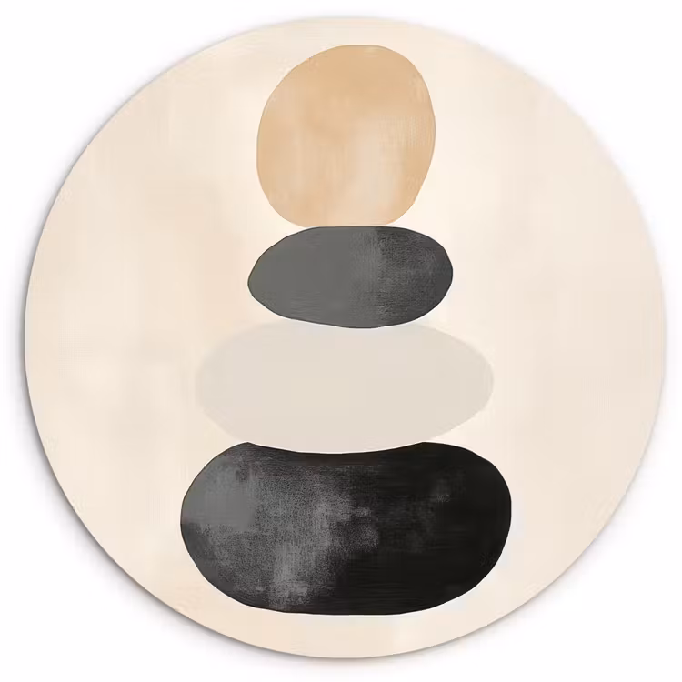 Japandi - Wabi sabi - Beige Wandcirkel kunststof plaat 5mm dik klein -3d