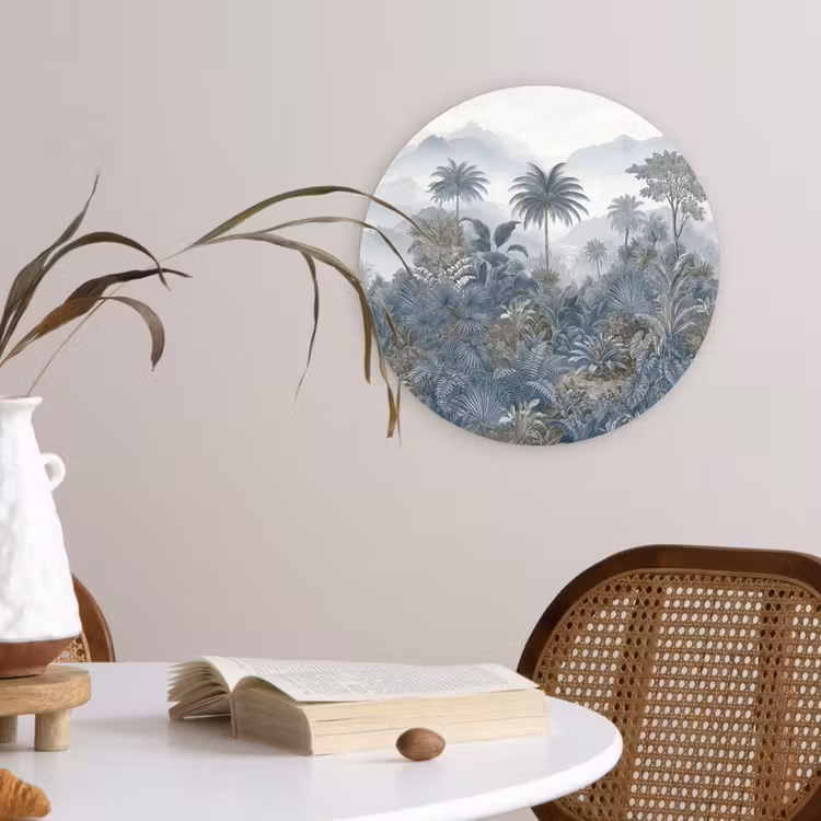 Jungle - Landschap - Blauw Wandcirkel kunststof plaat 5mm dik klein -sfeer4