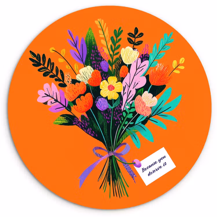 Kaartje - Boeket - Bloemen Wandcirkel kunststof plaat 5mm dik klein -3d