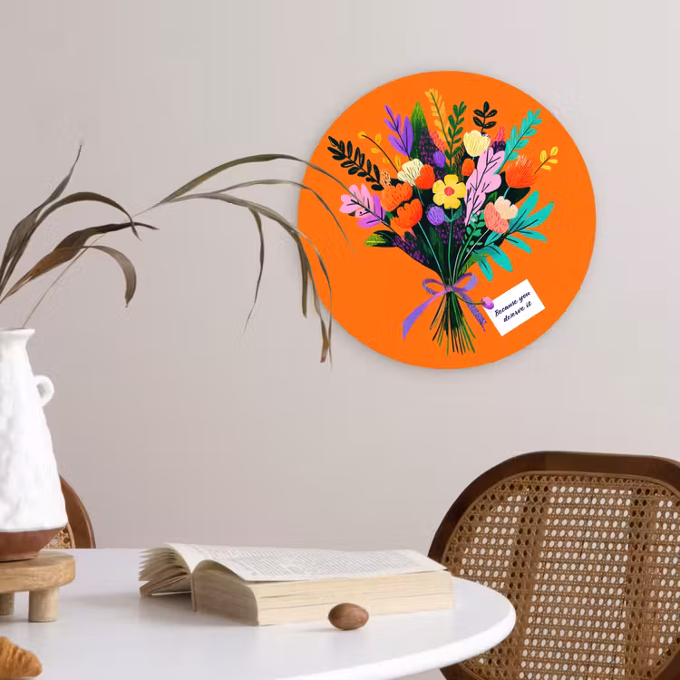 Kaartje - Boeket - Bloemen Wandcirkel kunststof plaat 5mm dik klein -sfeer4
