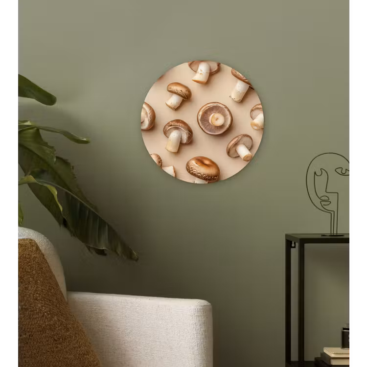 Kastanje Champignons - Beige Wandcirkel kunststof plaat 5mm dik klein -sfeer3