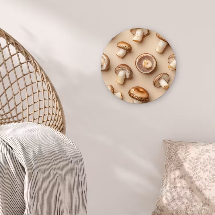 Kastanje Champignons - Beige Wandcirkel kunststof plaat 5mm dik klein -sfeer5