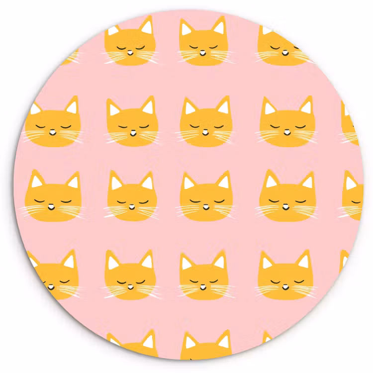 Katten - Patroon - Roze Wandcirkel kunststof plaat 5mm dik klein 188 -3d