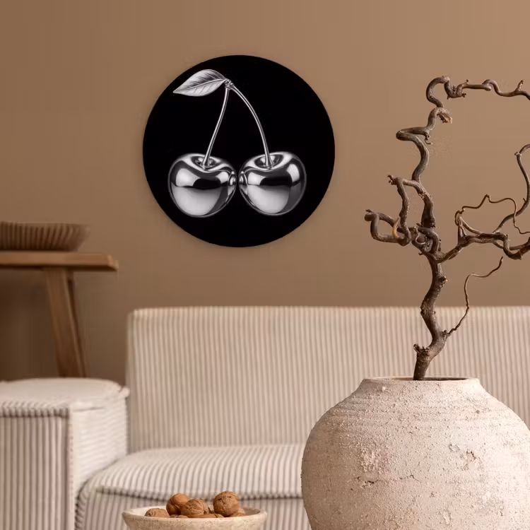 Kers - Luxueus - Metallic Wandcirkel kunststof plaat 5mm dik klein -sfeer1