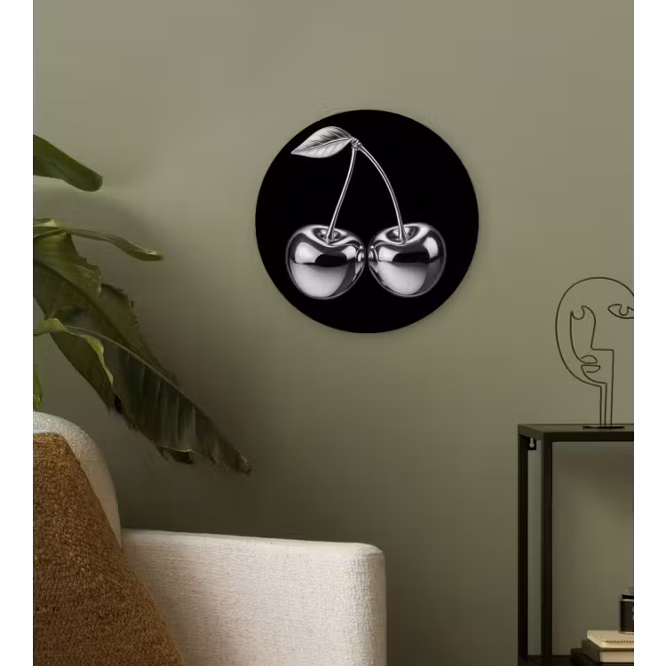Kers - Luxueus - Metallic Wandcirkel kunststof plaat 5mm dik klein -sfeer3