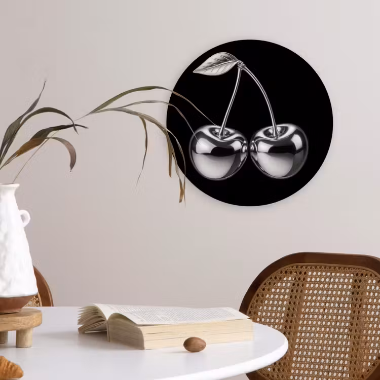 Kers - Luxueus - Metallic Wandcirkel kunststof plaat 5mm dik klein -sfeer4