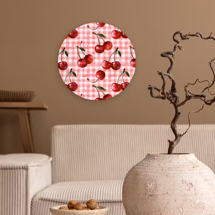 Kersen - Blokken - Rood Wandcirkel kunststof plaat 5mm dik klein 188 -sfeer1