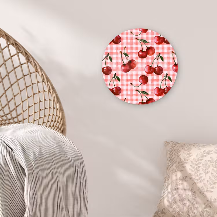 Kersen - Blokken - Rood Wandcirkel kunststof plaat 5mm dik klein 188 -sfeer5