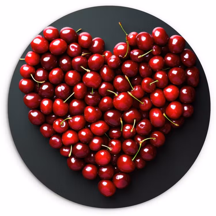 Kersen - Hart - Rood - Zwart Wandcirkel kunststof plaat 5mm dik klein -3d