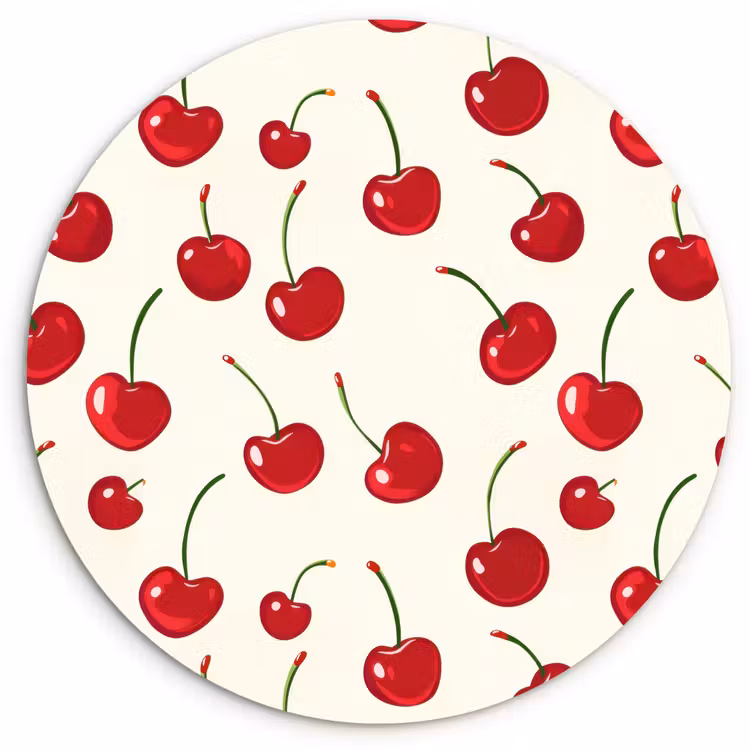 Kersen - Minimalistisch - Rood Wandcirkel kunststof plaat 5mm dik klein 188 -3d