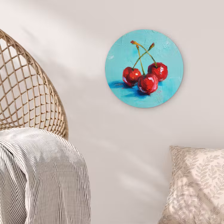 Kersen - Rood - Drie - Geverfd Wandcirkel kunststof plaat 5mm dik klein -sfeer5