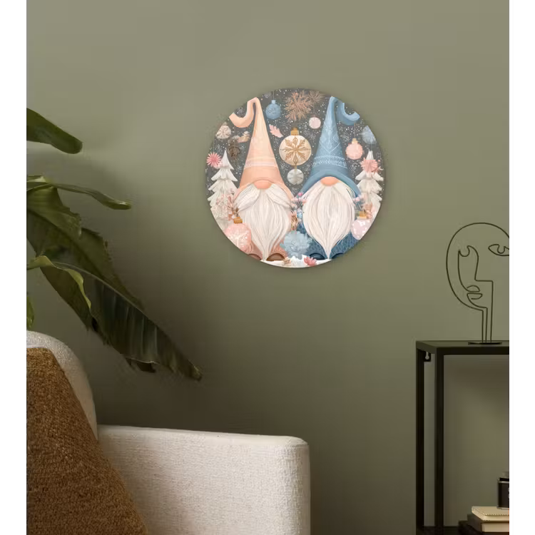 Kerst - Gnomen - Pastel Wandcirkel kunststof plaat 5mm dik klein -sfeer3