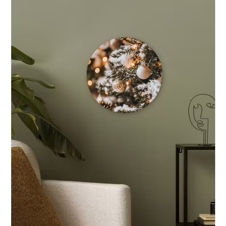 Kerst - Kerstboom - Winter - Binnen - Sneeuw Wandcirkel kunststof plaat 5mm dik klein -sfeer3