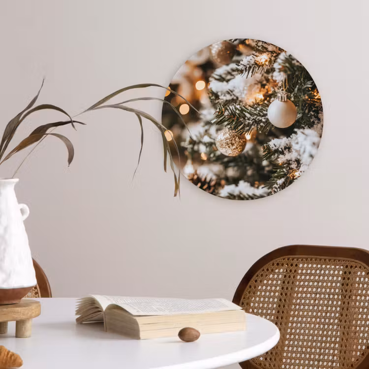 Kerst - Kerstboom - Winter - Binnen - Sneeuw Wandcirkel kunststof plaat 5mm dik klein -sfeer4