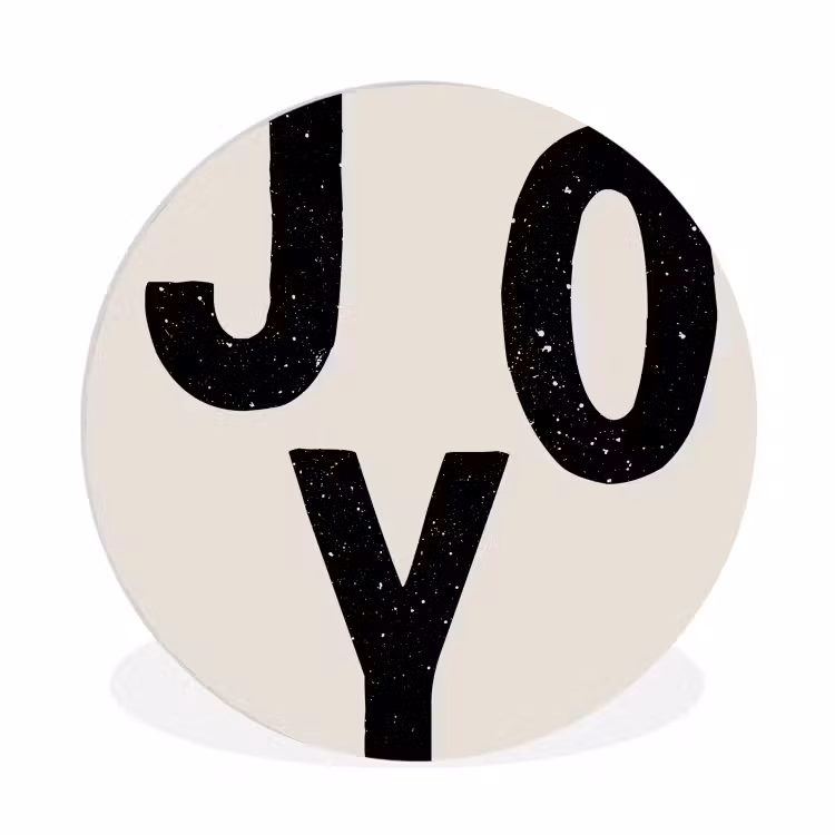 Kerst - Quote - Joy - Zwart - Feestdagen Wandcirkel kunststof plaat 5mm dik klein -3d