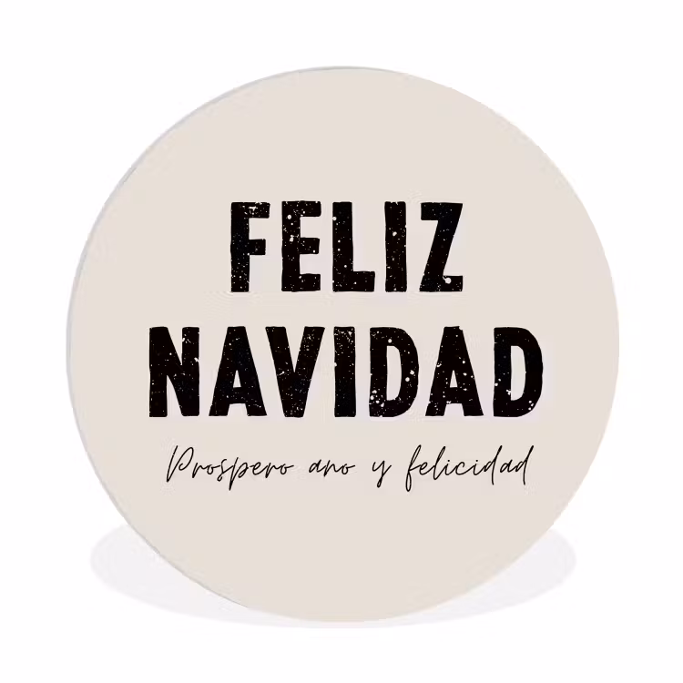 Kerst - Quotes - Feliz navidad - Kerstmis - Feestdagen Wandcirkel kunststof plaat 5mm dik klein -3d