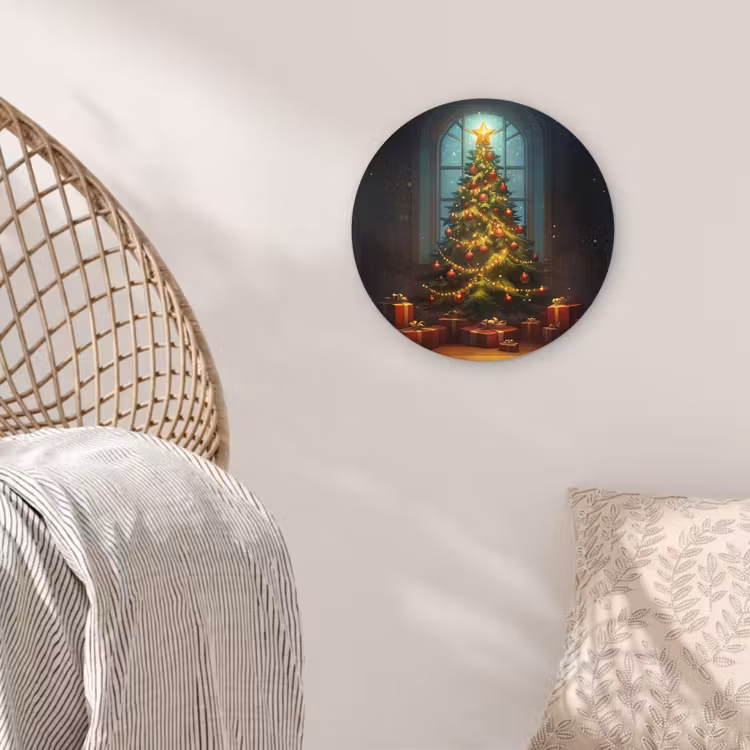 Kerstboom - Cadeau - Kerst - Winter Wandcirkel kunststof plaat 5mm dik klein -sfeer5