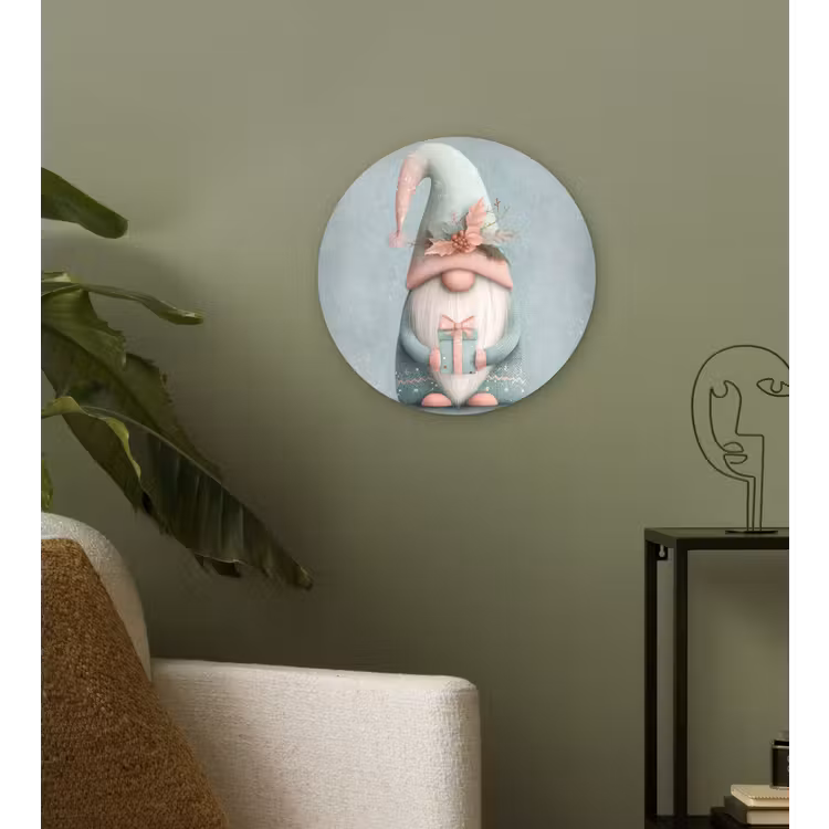 Kerstgnome - Cadeau - Groen Wandcirkel kunststof plaat 5mm dik klein -sfeer3