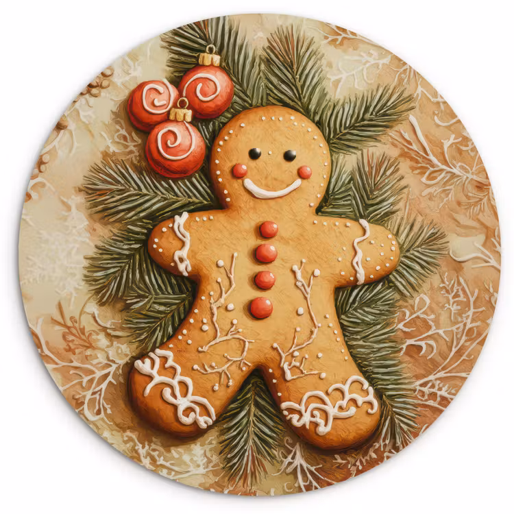Kerstmis - Koekje - Poppetje - Speculaas Wandcirkel kunststof plaat 5mm dik klein -3d