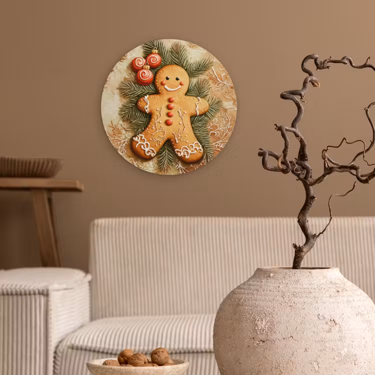 Kerstmis - Koekje - Poppetje - Speculaas Wandcirkel kunststof plaat 5mm dik klein -sfeer1