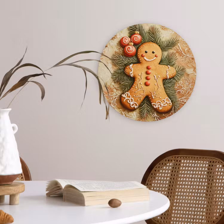 Kerstmis - Koekje - Poppetje - Speculaas Wandcirkel kunststof plaat 5mm dik klein -sfeer4