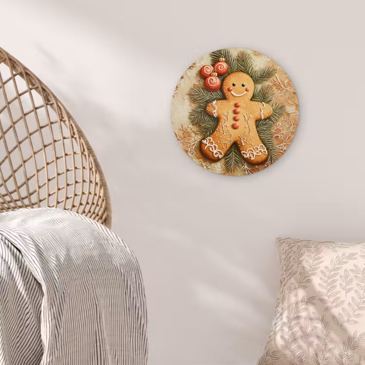 Kerstmis - Koekje - Poppetje - Speculaas Wandcirkel kunststof plaat 5mm dik klein -sfeer5
