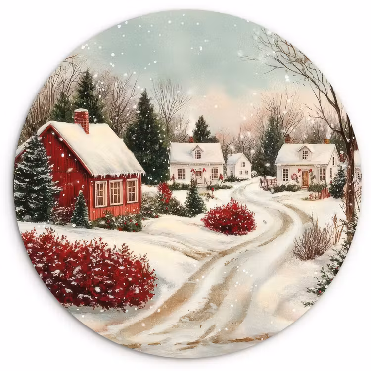 Kerstsfeer - Landelijk - Rood Wandcirkel kunststof plaat 5mm dik klein -3d