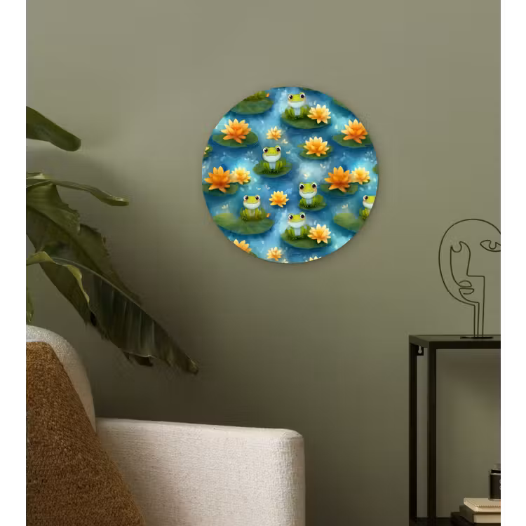 Kikker - Lelies - Groen Wandcirkel kunststof plaat 5mm dik klein 188 -sfeer3