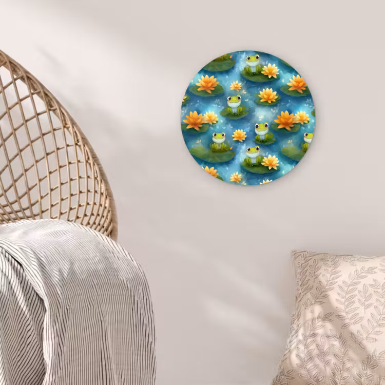 Kikker - Lelies - Groen Wandcirkel kunststof plaat 5mm dik klein 188 -sfeer5