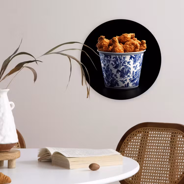Kip - Bucket - Delfts blauw - Lekker Wandcirkel kunststof plaat 5mm dik klein -sfeer4