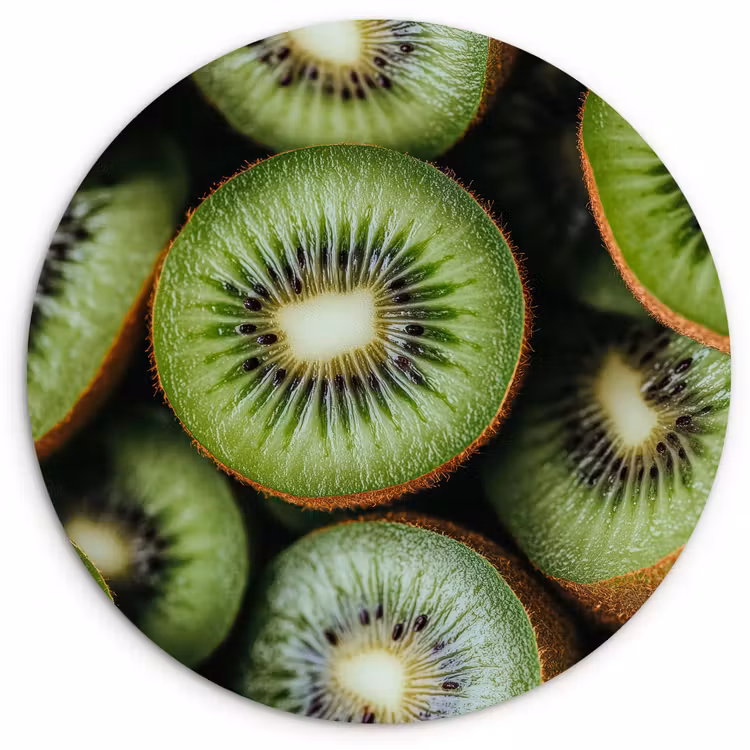 Kiwi - Fruit - Groen Wandcirkel kunststof plaat 5mm dik klein -3d
