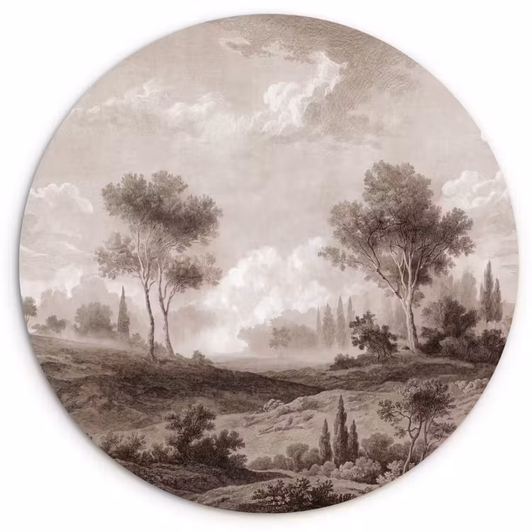 Klassiek - Landschap - Neutraal Wandcirkel kunststof plaat 5mm dik klein -3d