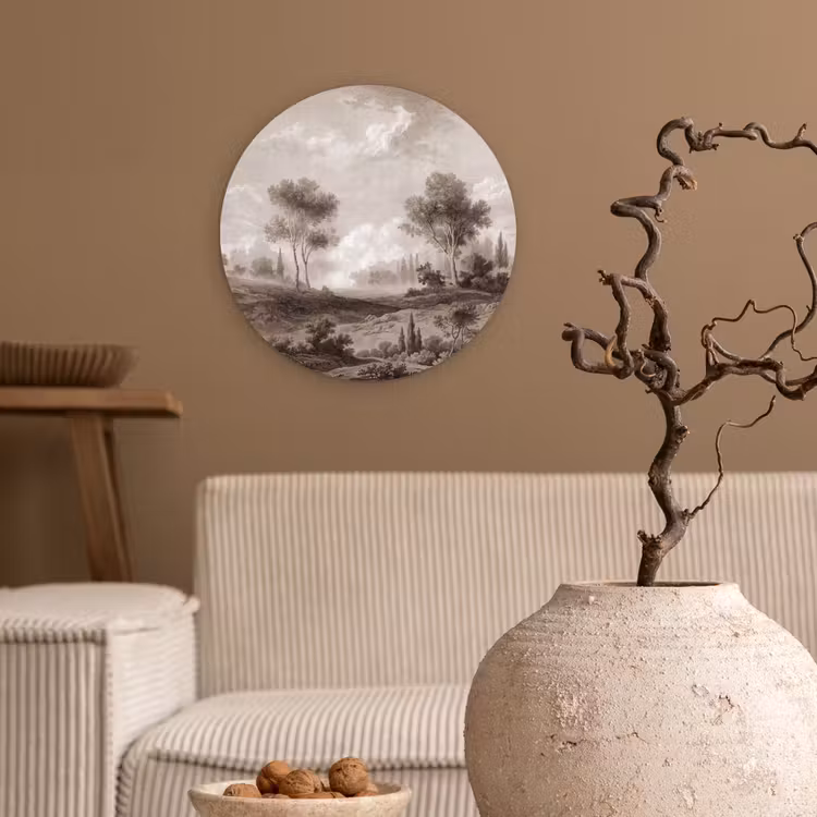 Klassiek - Landschap - Neutraal Wandcirkel kunststof plaat 5mm dik klein -sfeer1