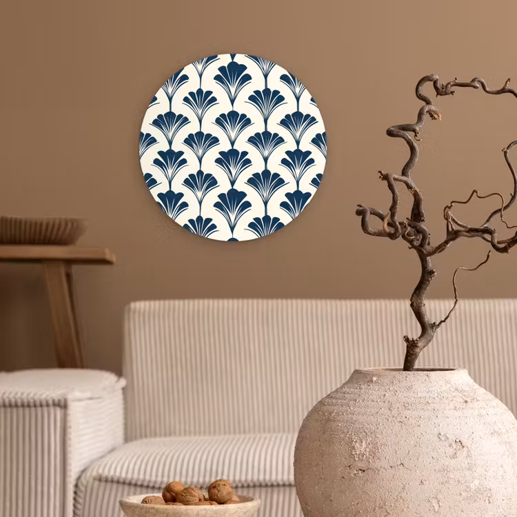 Klassiek - Motief - Blauw Wandcirkel kunststof plaat 5mm dik klein 188 -sfeer1