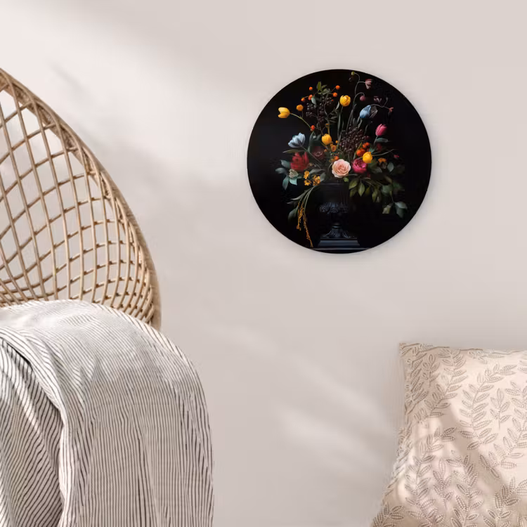 Klassiek - Vaas - Boeket - Bloemen Wandcirkel kunststof plaat 5mm dik klein -sfeer5