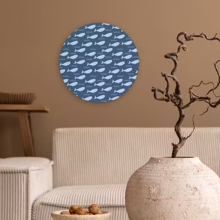 Klein - Oceaan - Golven - Blauw Wandcirkel kunststof plaat 5mm dik klein 188 -sfeer1