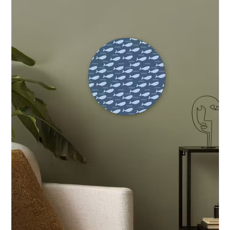 Klein - Oceaan - Golven - Blauw Wandcirkel kunststof plaat 5mm dik klein 188 -sfeer3