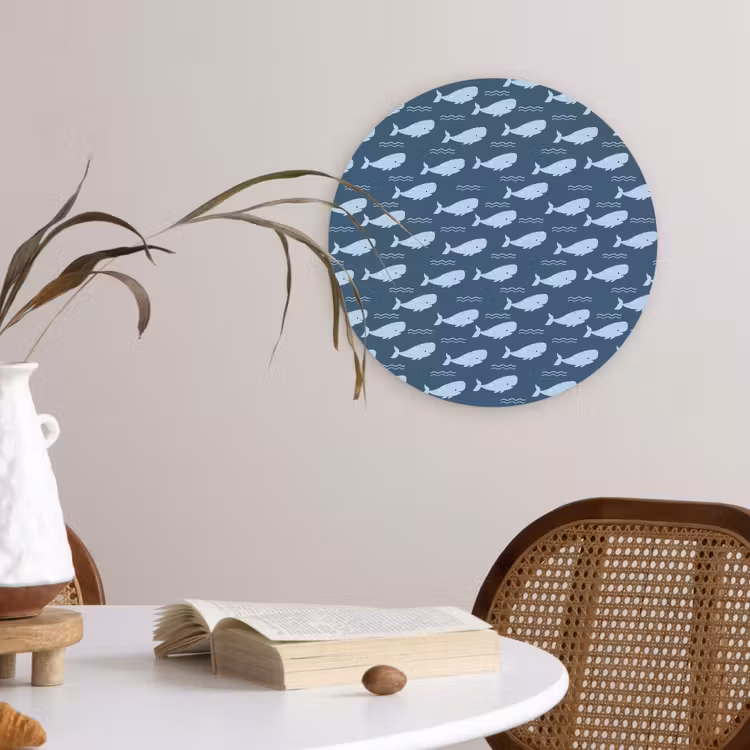 Klein - Oceaan - Golven - Blauw Wandcirkel kunststof plaat 5mm dik klein 188 -sfeer4