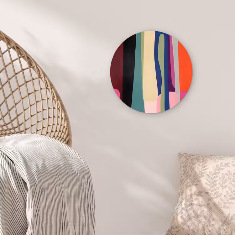 Kleurbanen - Verticaal - Kleurrijk Wandcirkel kunststof plaat 5mm dik klein -sfeer5