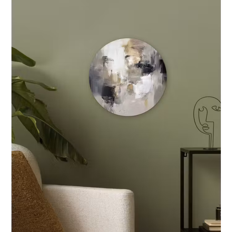 Kleurenpalet - Penseelstreken - Beige - Nevelig Wandcirkel kunststof plaat 5mm dik klein -sfeer3