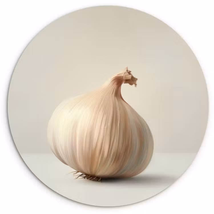 Knoflook - Natuurlijk - Beige Wandcirkel kunststof plaat 5mm dik klein -3d
