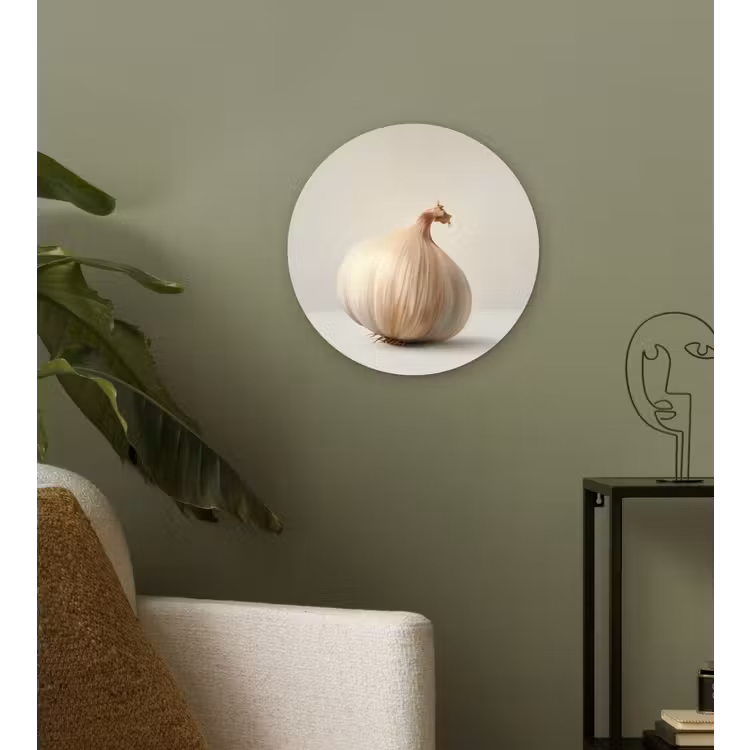 Knoflook - Natuurlijk - Beige Wandcirkel kunststof plaat 5mm dik klein -sfeer3