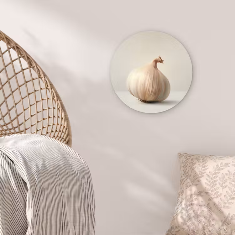 Knoflook - Natuurlijk - Beige Wandcirkel kunststof plaat 5mm dik klein -sfeer5